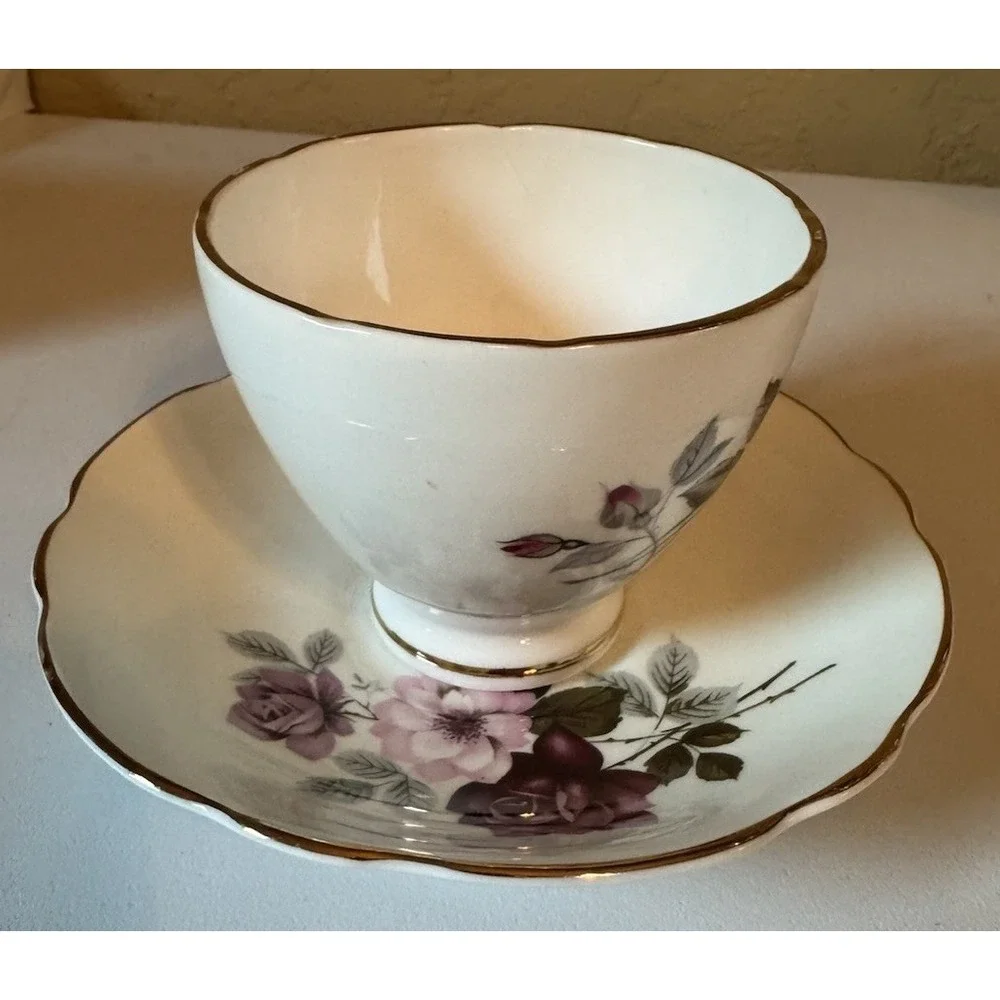 Vintage Royal Ascot Bone China Tea Cup and Saucer Pink Roses Made in England